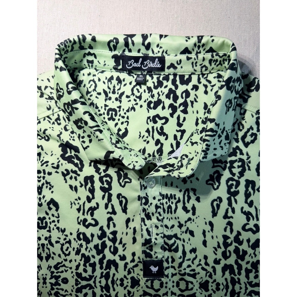 Bad Birdie Golf Polo Size XL Green Cheetah